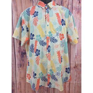 Departwest Performance Mens X-Large Hawaiian Shirt Tropical Pineapple Print